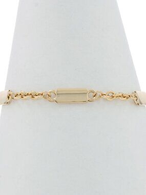 Yellow Gold Engravable Station Bracelet 7 3/4" - 14k Chain